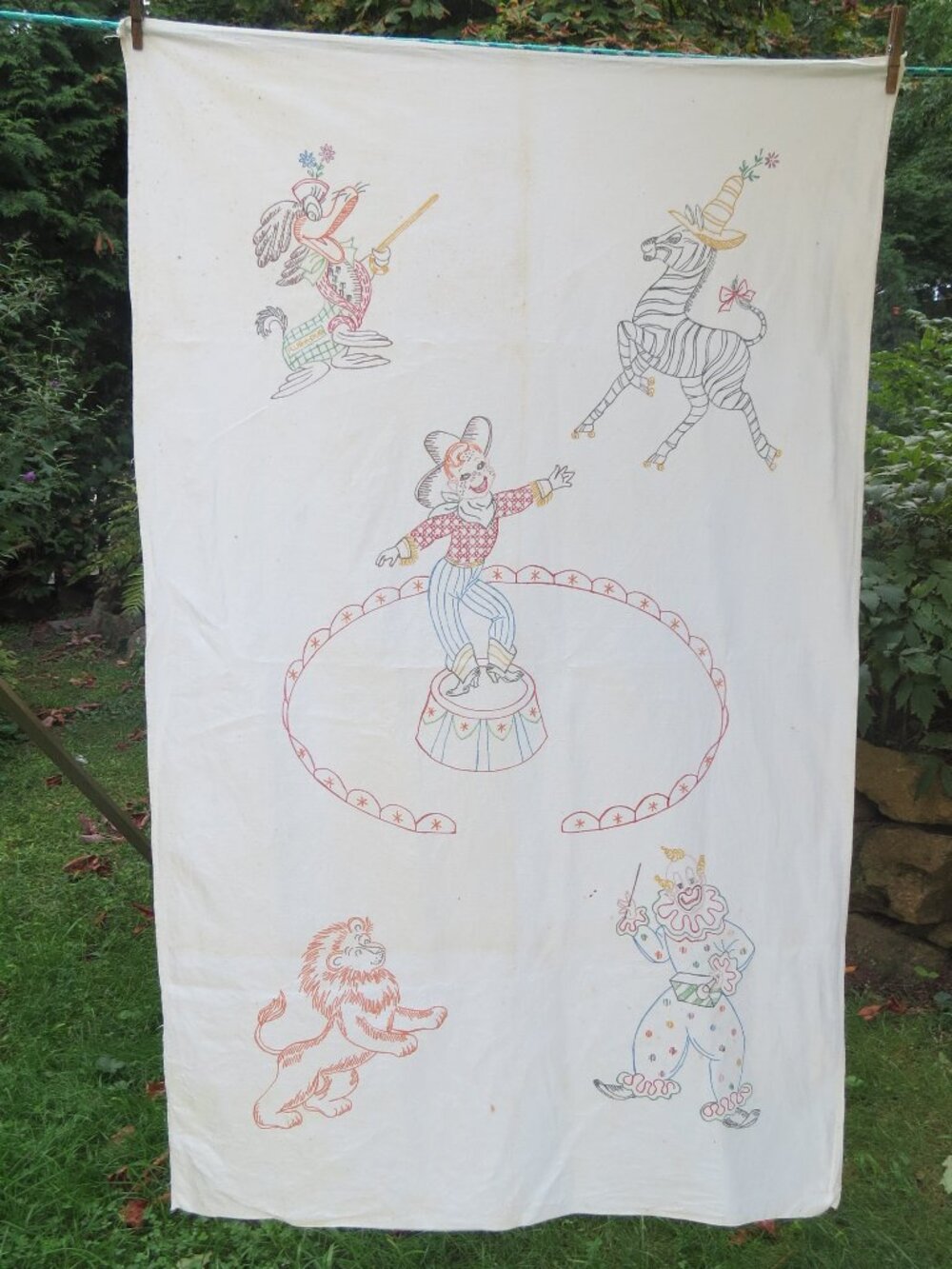 Vintage Sampler Cotton Cloth Cowboy Circus Rodeo Western Howdy Doody?